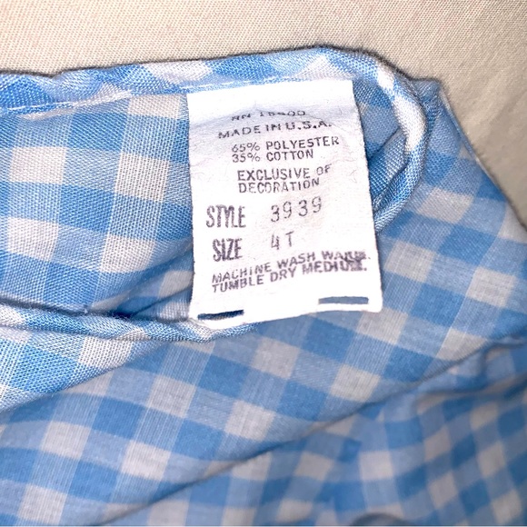 Dorothy Wizard of Oz Halloween Costume Girl’s 4T Gingham Blue Dress Top Blouse - Picture 4 of 7